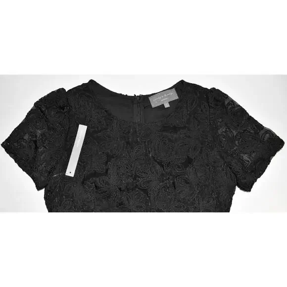 A5 NEW ANTHROPOLOGIE SUNDAY IN BROOKLYN W/Lurex Black Floral Petite Dress Sz S - Picture 5 of 6